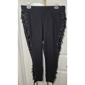 Torrid Ponte Lace Up Pants Pull On Black 1 1X